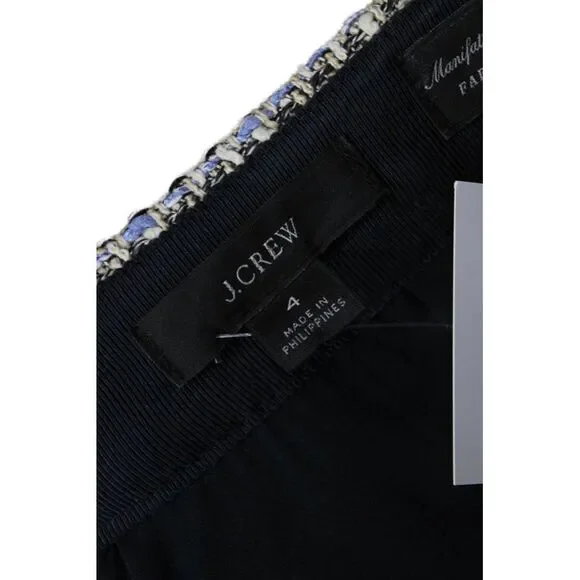 J Crew Womens Back Zip Knee Length Tweed Pencil Skirt White Blue Size 4 - Picture 7 of 7